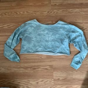 Forever 21 baby blue acid wash style sweater crop top
